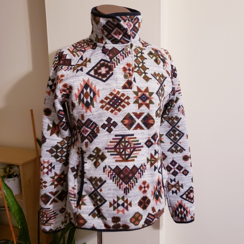 Sherpa Adventure Gear Lumbini Pullover  Fleece Jacket - Patterned M ( LiKe NEW)